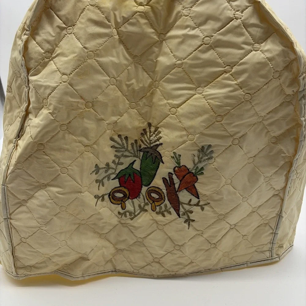 Vintage Quilted Appliance Blender Dust Cover Vegtable  Farm Print‎ 13x 14